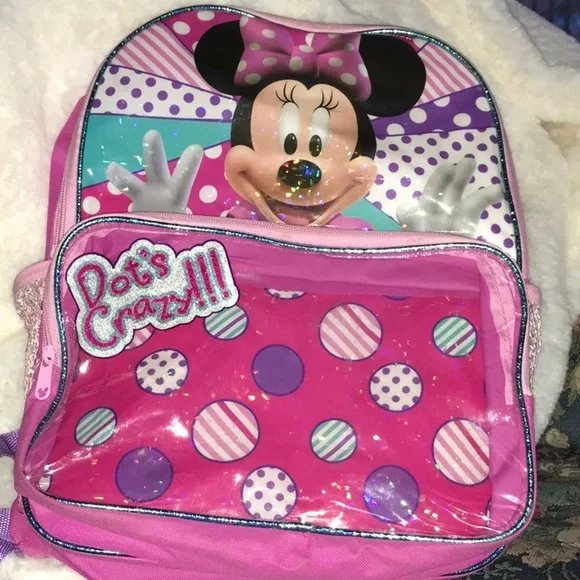 Disney Backpack Pink Mickey Mouse Dots Crazy!!! - Picture 2 of 4